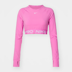 Лонгслив Nike Performance Pro Crop, розовый/белый
