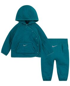 Куртка и брюки на кнопках, комплект из 2 предметов Nike, зеленый