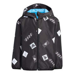 Куртка adidas Logo Hooded Jacket &apos;Black White&apos;, черный