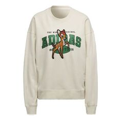 Толстовка (WMNS) Adidas Originals x Disney Bambi Pullover Sweatshirt &apos;Creamy White&apos;, бежевый