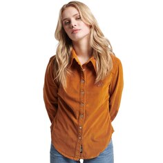 Рубашка с длинным рукавом Superdry Cord Western, коричневый