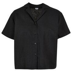 Рубашка с коротким рукавом Urban Classics Linen Mixed Resort, черный
