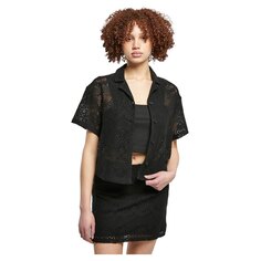 Рубашка с коротким рукавом Urban Classics Crochet Lace Resort, черный