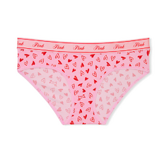 Трусы Victoria&apos;s Secret Pink Logo Cotton Hiphugger Heart Dog Print, розовый