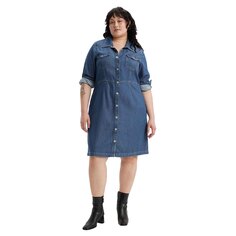 Короткое платье Levi´s Plus Plus Size Otto Western Long Sleeve, синий Levis