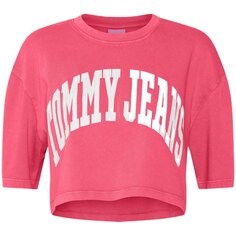 Футболка с коротким рукавом Tommy Jeans Oversized Crop College 1, розовый