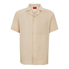 Рубашка с коротким рукавом HUGO Ellino, бежевый