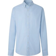 Рубашка с длинным рукавом Hackett Garment Dyed Oxford, синий