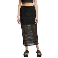 Юбка Urban Classics Stretch Crochet Lace Midi, черный