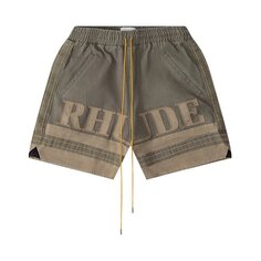 Шорты Rhude Embroidered Canvas Logo &apos;Olive/Tan&apos;, зеленый