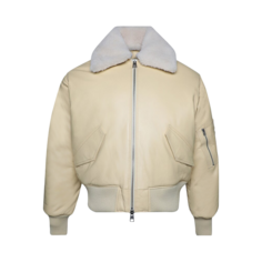 Куртка Ami Leather Bomber &apos;Vanilla Cream&apos;, белый