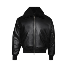 Куртка Ami Leather Bomber &apos;Black&apos;, черный