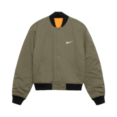 Куртка Stussy x Nike Reversible Varsity &apos;Medium Olive/Bright Mandarin&apos;, зеленый