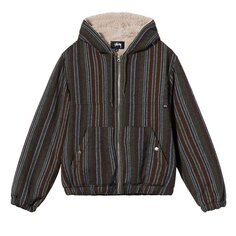 Куртка Stussy Wool Stripe Work &apos;Olive&apos;, зеленый
