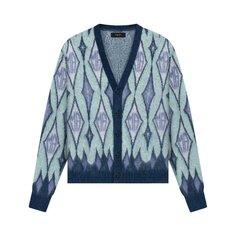 Кардиган Amiri Argyle Mohair &apos;Blue&apos;, синий