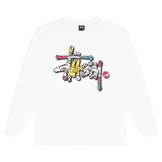 Лонгслив Stussy Gear Script Tee &apos;White&apos;, белый