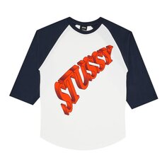 Лонгслив Stussy Super Raglan &apos;White/Navy&apos;, белый