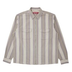 Рубашка Supreme Stripe Flannel Zip Up &apos;Grey&apos;, серый