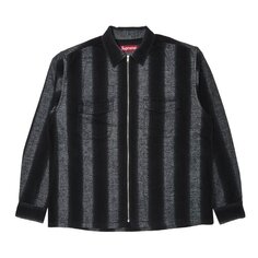 Рубашка Supreme Stripe Flannel Zip Up &apos;Black&apos;, черный