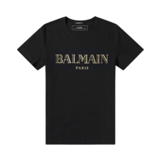 Футболка Balmain Logo Tonal &apos;Black/Gold&apos;, черный