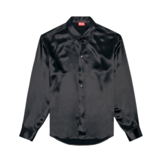 Рубашка Diesel Ricco Logo Embroidered Satin &apos;Deep Black&apos;, черный