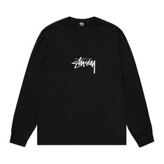 Футболка Stussy Pigment Dyed Small Stock Long-Sleeve &apos;Black&apos;, черный