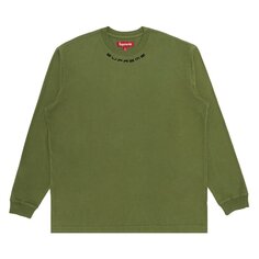 Топ Supreme Collar Logo Long-Sleeve &apos;Olive&apos;, зеленый