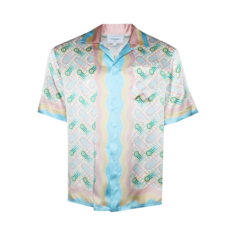 Рубашка Casablanca Cuban Collar Short-Sleeve &apos;Ping Pong Print&apos;, зеленый