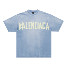 Футболка Balenciaga Tape Type Medium Fit &apos;Faded Blue&apos;, синий