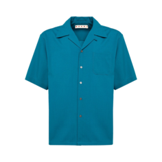 Рубашка Marni Boxy Fit Tropical Bowling &apos;Verdigris&apos;, синий