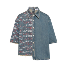 Рубашка Lanvin Future Short-Sleeve Asymmetric Crop &apos;Light Blue&apos;, синий