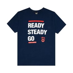 Футболка Stussy Ready Steady Go &apos;Indigo&apos;, синий