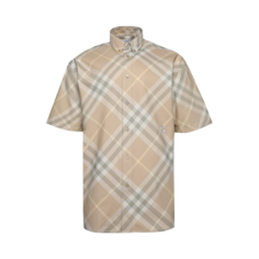 Рубашка Burberry Checkered Short-Sleeve &apos;Flax&apos;, загар