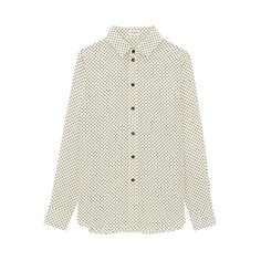 Рубашка Saint Laurent Dotted Long-Sleeved &apos;Chalk/Black&apos;, белый