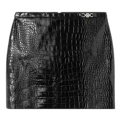 Юбка Versace Crocodile Effect Leather Miini &apos;Black&apos;, черный