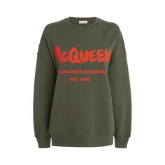 Толстовка Alexander McQueen Graffiti &apos;Khaki/Orange&apos;, зеленый