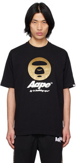 Черная блестящая футболка AAPE by A Bathing Ape