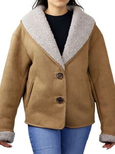 Куртка из искусственной овчины с шалевым воротником La Fiorentina, коричневый