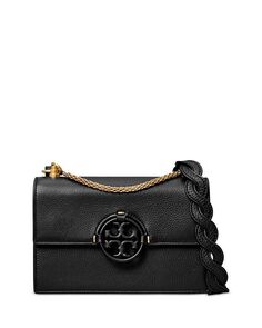 Маленькая кожаная сумка через плечо Miller с клапаном Tory Burch, цвет Black