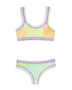 Спортивный купальник из двух частей с радужной вышивкой для девочек PQ Swim, цвет Multi