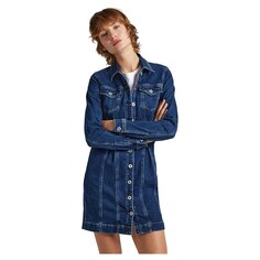 Короткое платье Pepe Jeans Candie Long Sleeve, синий