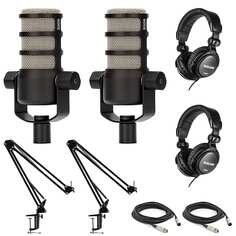 Микрофон для подкастов RODE 2x Podmic, 2x SR350, 2x Boomarm1, 2x XLR
