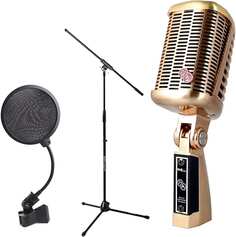 Динамический микрофон CAD CAD A77 Supercardioid Large Diaphragm Dynamic Microphone + On Stage ASVS4B 4-Inch Pop Filter + Boom Microphone Stand - All-Inclusive Accessory Bundle