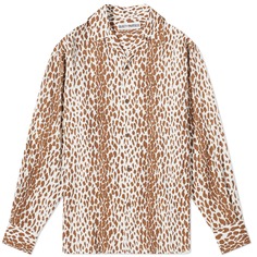 Рубашка Wacko Maria Long Sleeve Leopard Vacation, коричневый