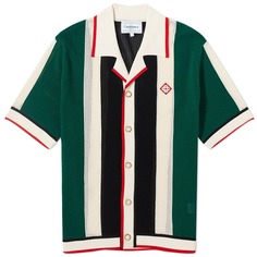 Рубашка Casablanca Striped Mesh Short Sleeve, цвет Green &amp; White Stripes
