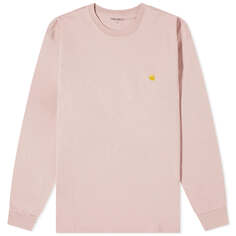 Футболка Carhartt Wip Long Sleeve Chase, цвет Glassy Pink &amp; Gold