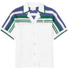 Рубашка Casablanca Crochet Tennis, белый и зеленый
