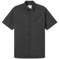 Рубашка Sacai Matte Taffeta Zip Short Sleeve, черный