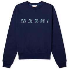 Свитшот Marni Floral Logo, цвет Blue Kyanite