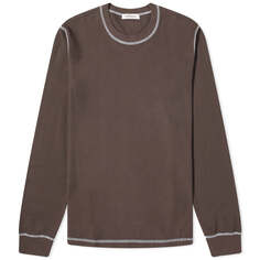 Футболка Wood Wood Emil Waffle Long Sleeve, цвет Brown Chocolate